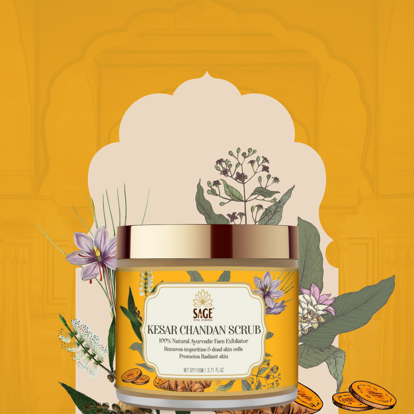 Kesar Chandan Face Scrub | Natural Skin Brightening & Exfoliation Sage Herbal