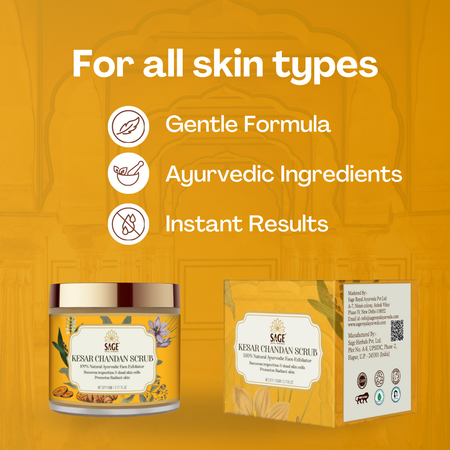 Kesar Chandan Face Scrub | Natural Skin Brightening & Exfoliation Sage Herbal
