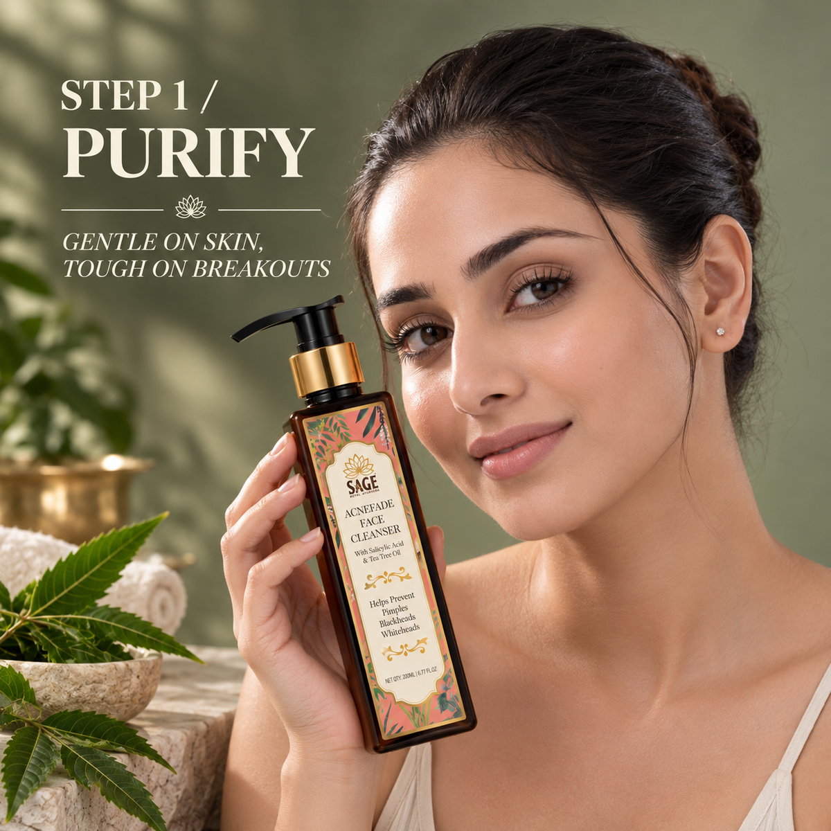 The Acne Reset & Calming Ritual – Face Wash + Serum + Night Cream Sage Royal Ayurveda