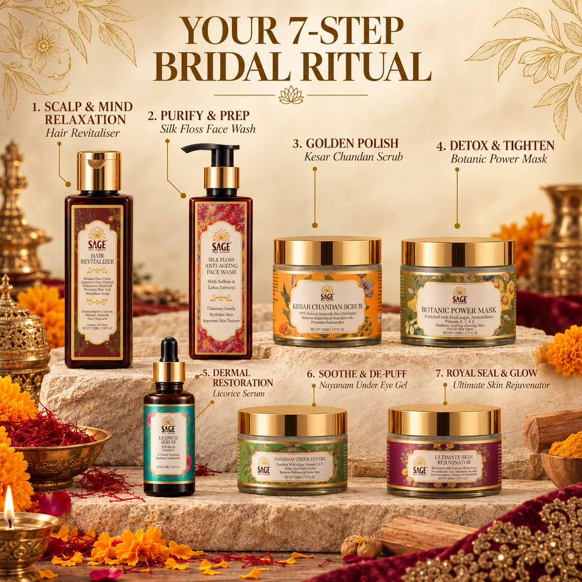 The Roop Nikhār Royal Radiance Ritual – 7-Step Bridal Regime Sage Royal Ayurveda